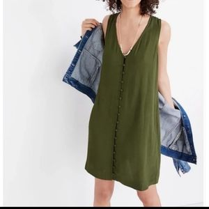 Madewell Heather Button Front Mini Dress Forest Green Size XXS